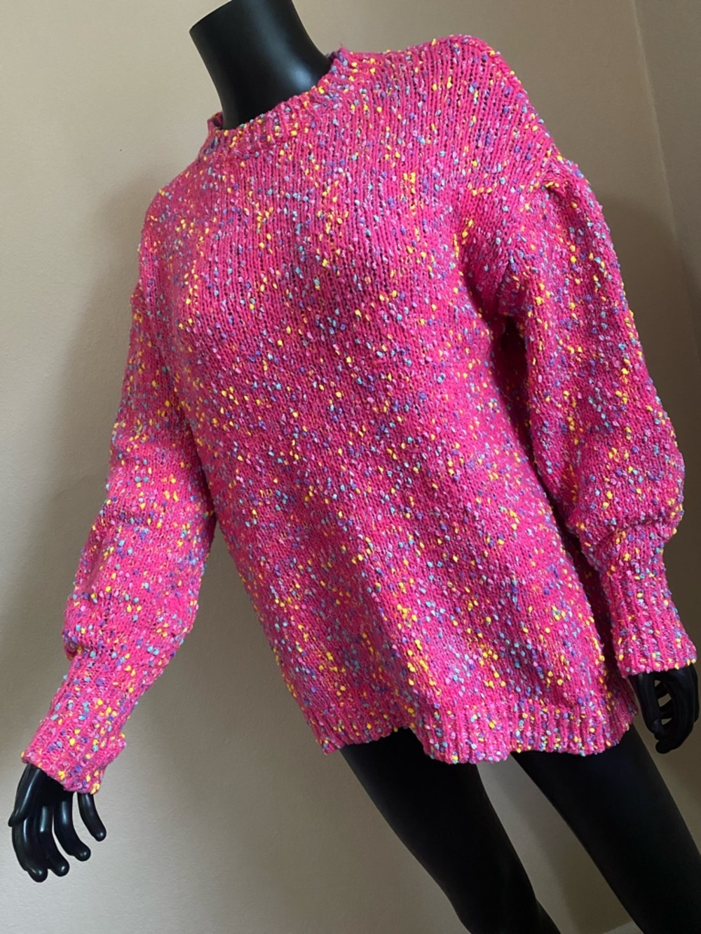Cozy Pink Speckled Knit Sweater Kawaii Cute - Picture 3 of 9